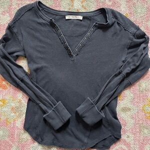 Free People Blue Long Sleeve Top